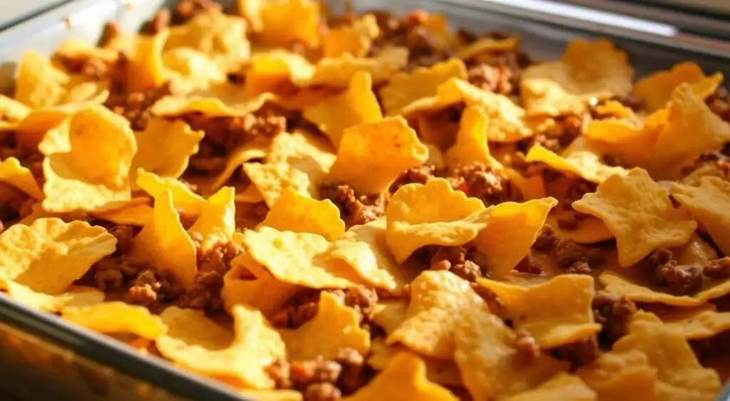 Crispy Corn Chips Topping a Delicious Casserole