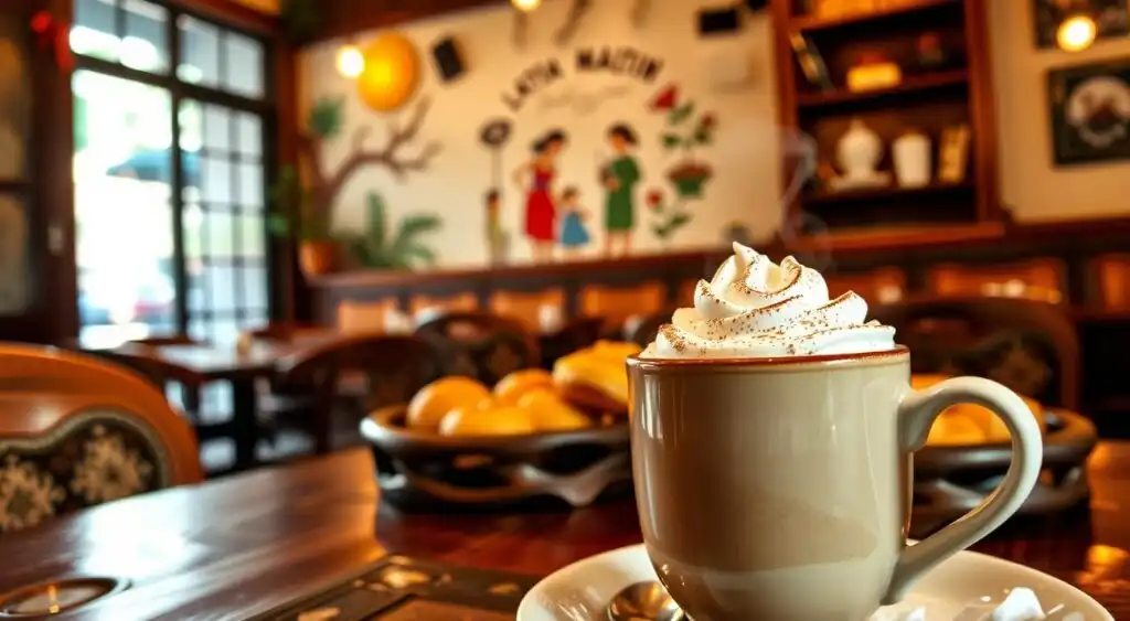 Traditional Cultural Hot Chocolate in a Rustic Mug