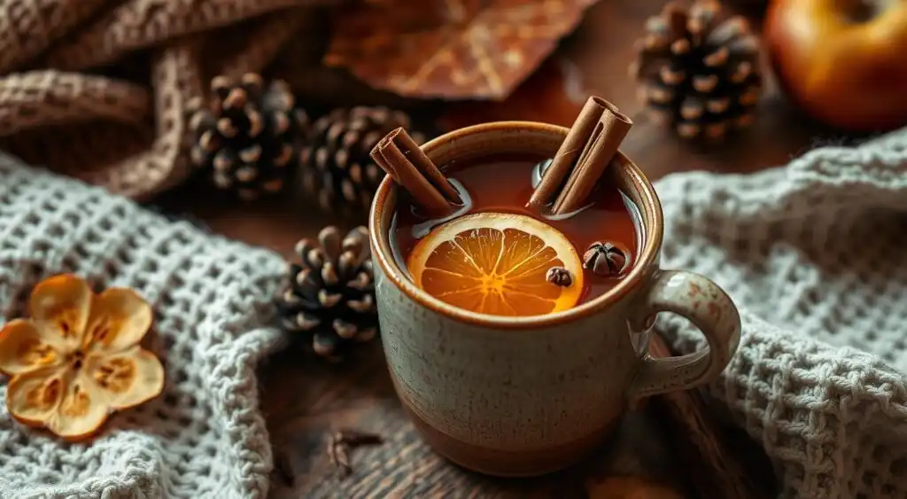 Warm Mulled Cider Drink with Spices