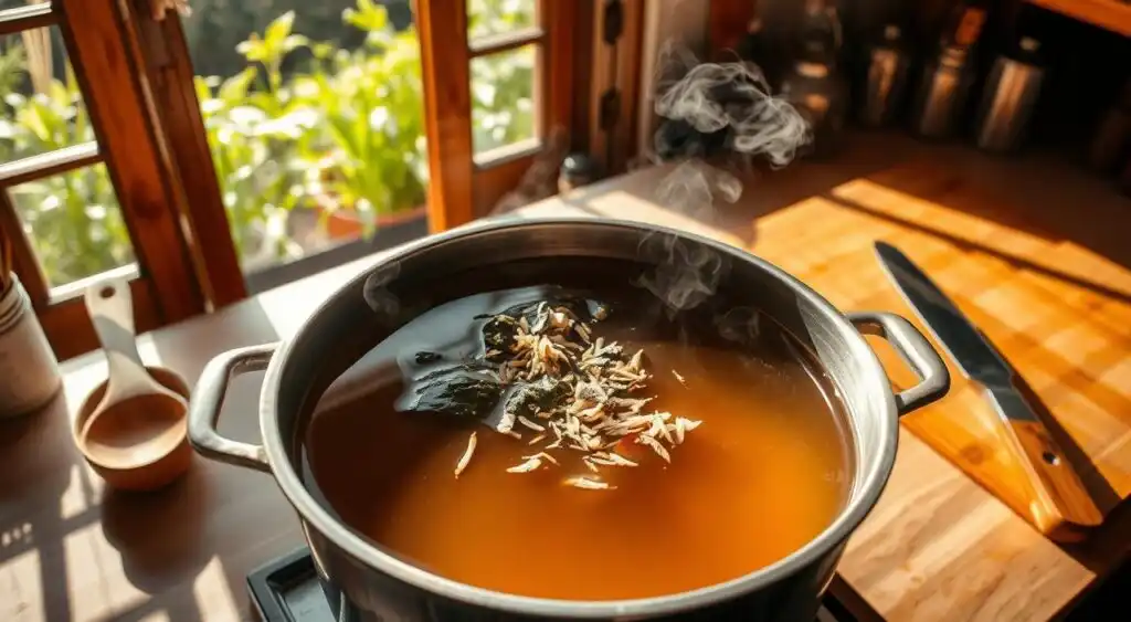 preparing dashi broth preparing dashi broth