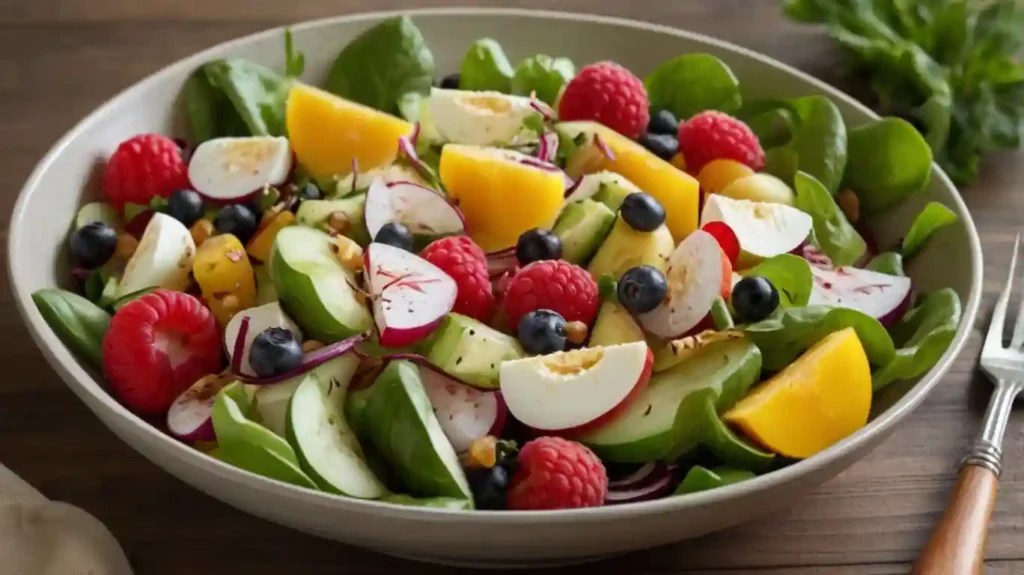 Colorful Bowl of Fresh Summer Salad with Seasonal Ingredients